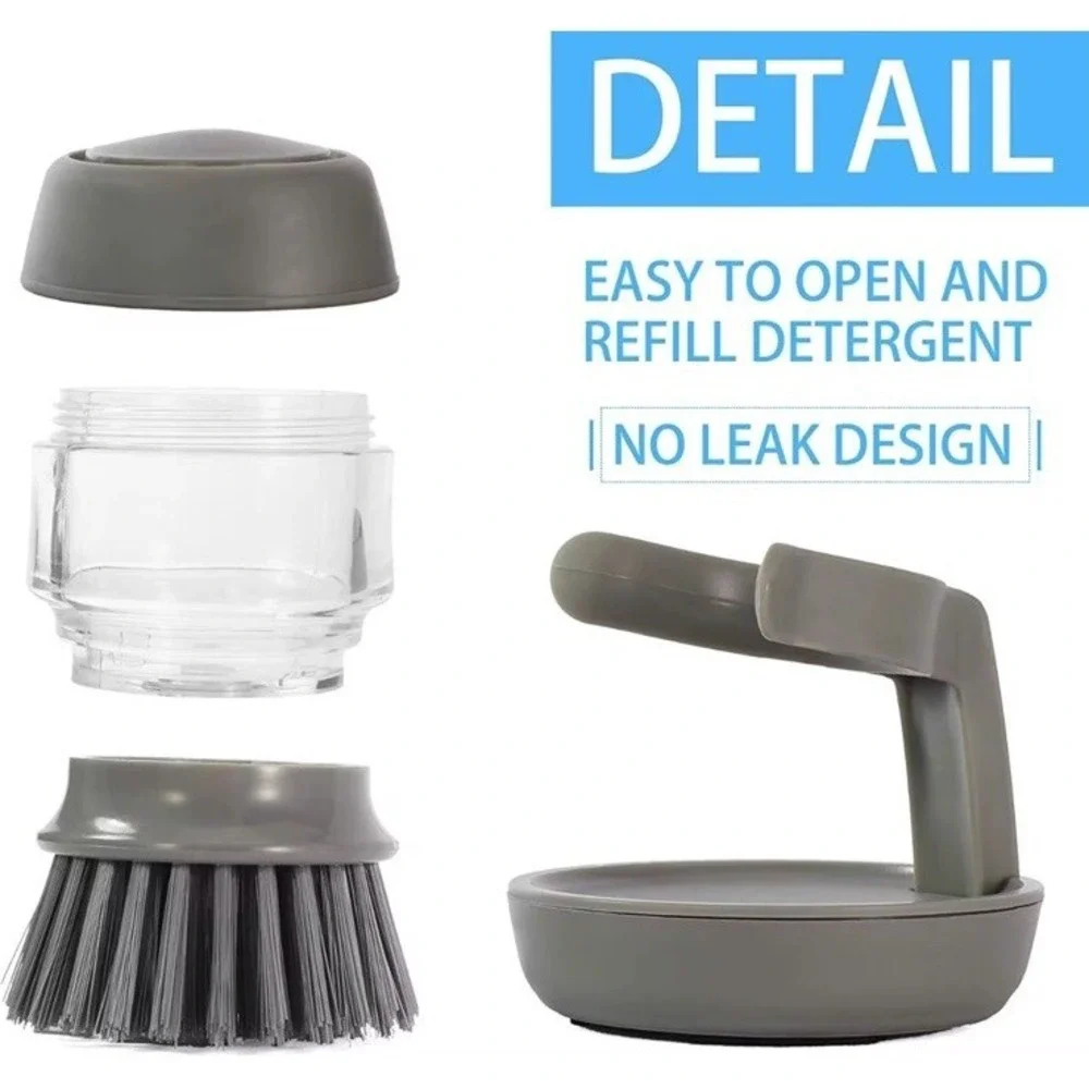 Soap Dispensing Dish Scrub Brush, Scrubber for Kitchen, Dish, Pan, Sink Green
